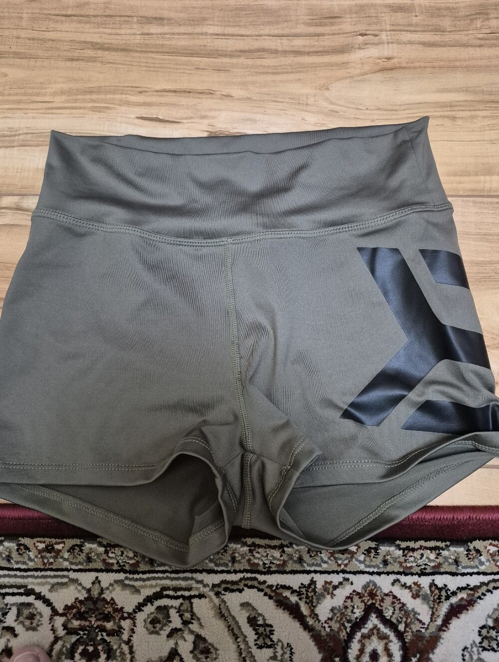 BETTER BODIES Olive Green Workout Shorts with Black Logo